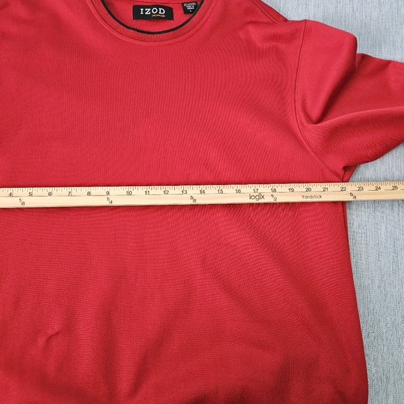 IZOD Shirt Mens L Red Crewneck Sweatshirt Long Sleeves Pullover Retro Sportswear - Picture 5 of 6